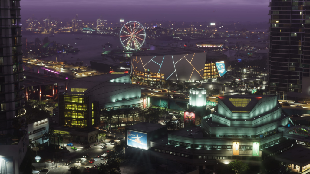 Vista noturna de Vice City em GTA 6